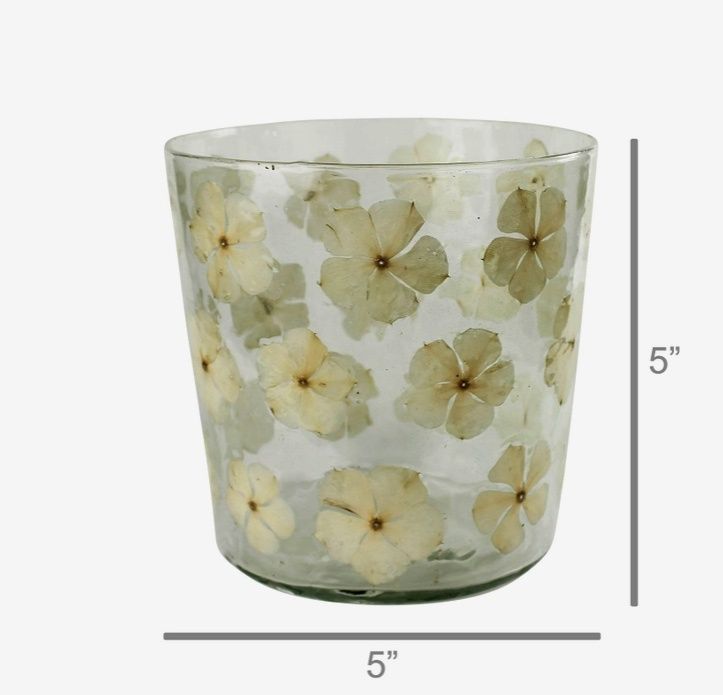 Votive Holders & Hurricanes, Style: Enameled Flower Hurricane Lantern