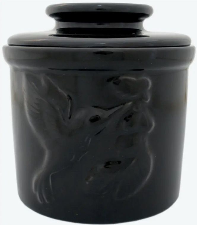 Hummingbird Butter Crocks, type: Crock, Color: Black