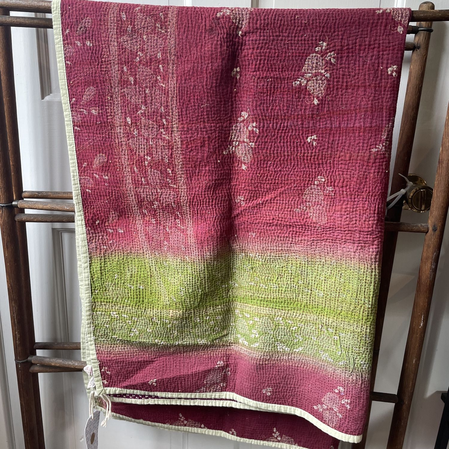 Personal Kantha Quilts, Color: Burgundy & Green Quilt