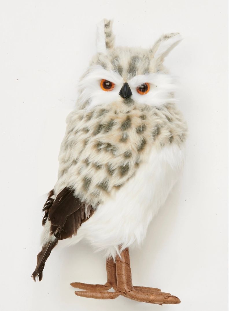 Decorative Owls &amp; Bird Ornaments, Size: 14 inch standing spotted snow owl