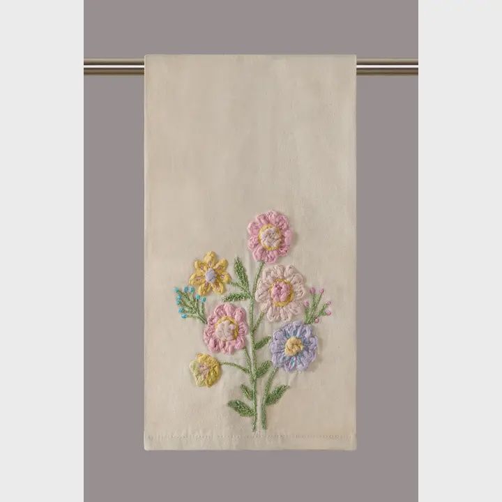 Applique Embroidered Tea Towels, Design: Spring Floral