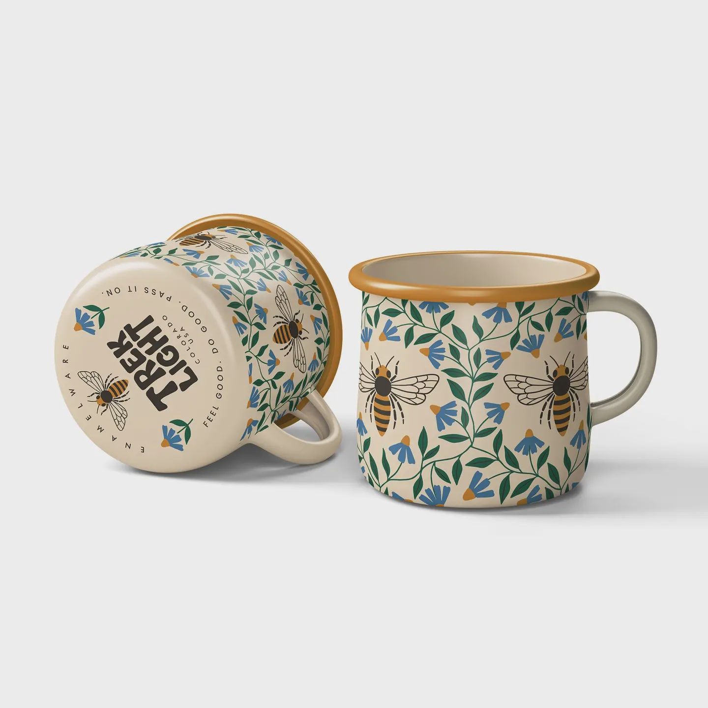 Enamel Camp Mugs, Design: Honeybee