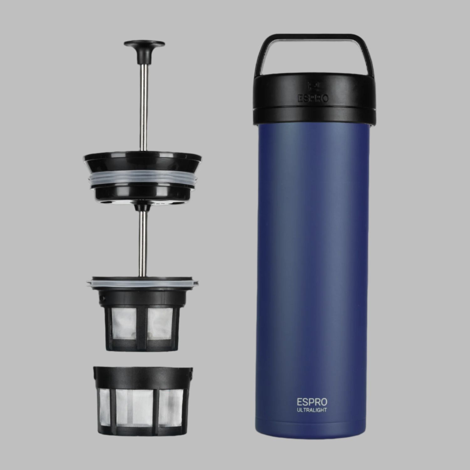 Ultralight Travel French Press ESPRO P0, 16 oz, Aegean Blue