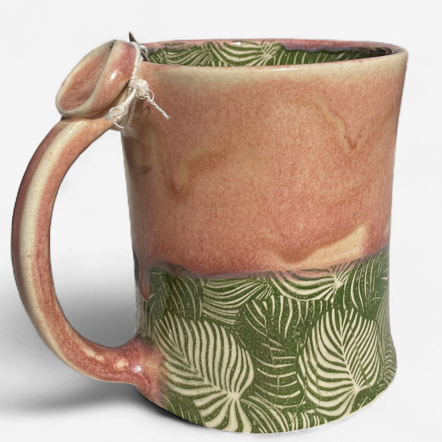 Mugs by JQ Clay, Item: Pink with Green Leaves Mug