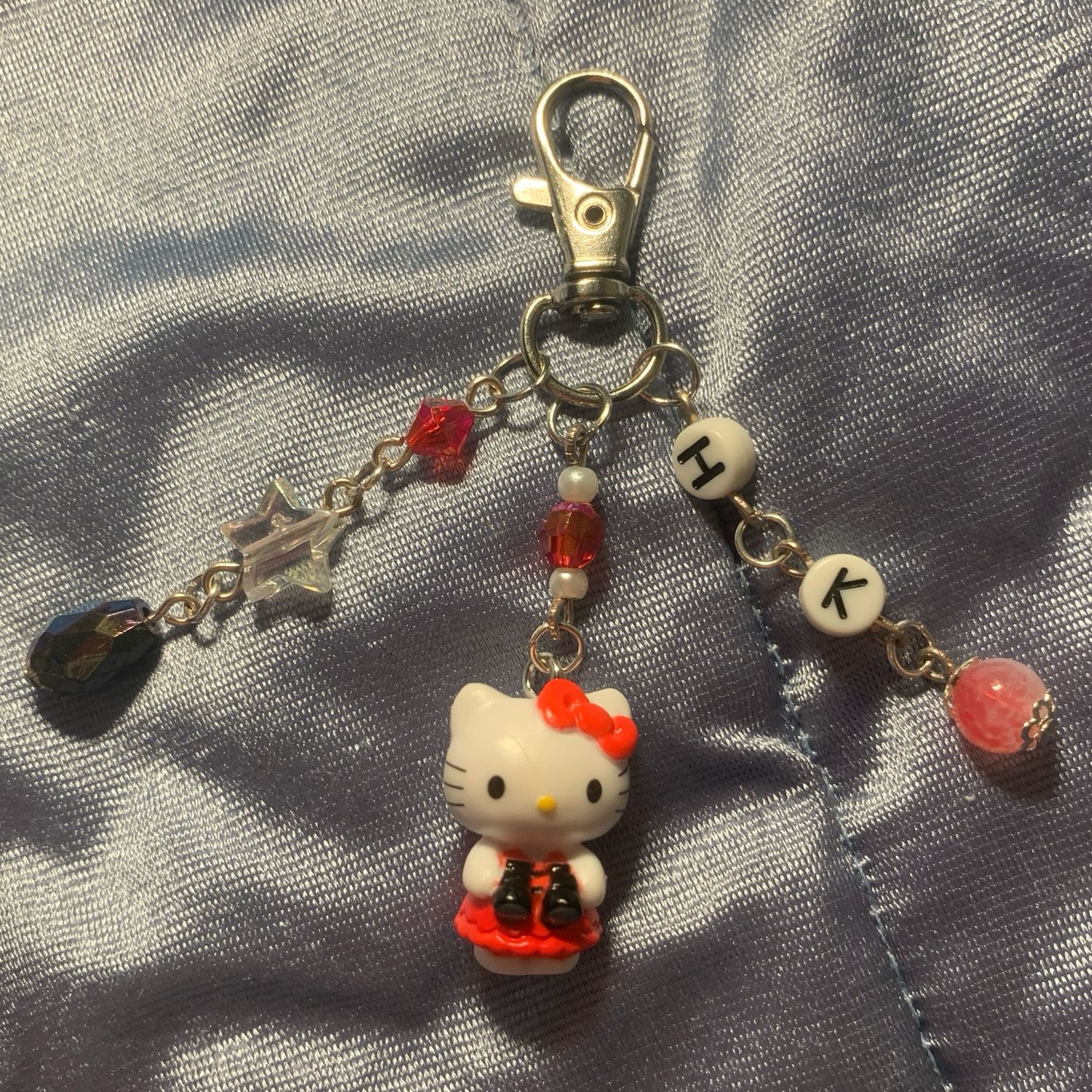 red dress kitty keychain