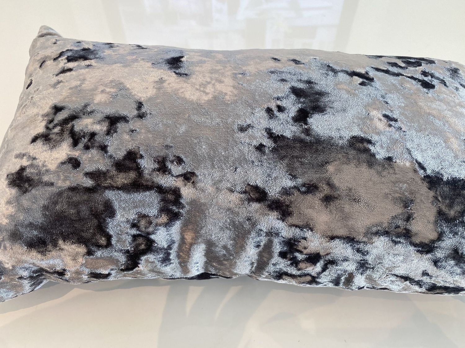 Lumbar Pillow 20&quot; x 11&quot;, Aviva Stanoff Gray Crushed Velvet, Feather Down Insert, 1 Available