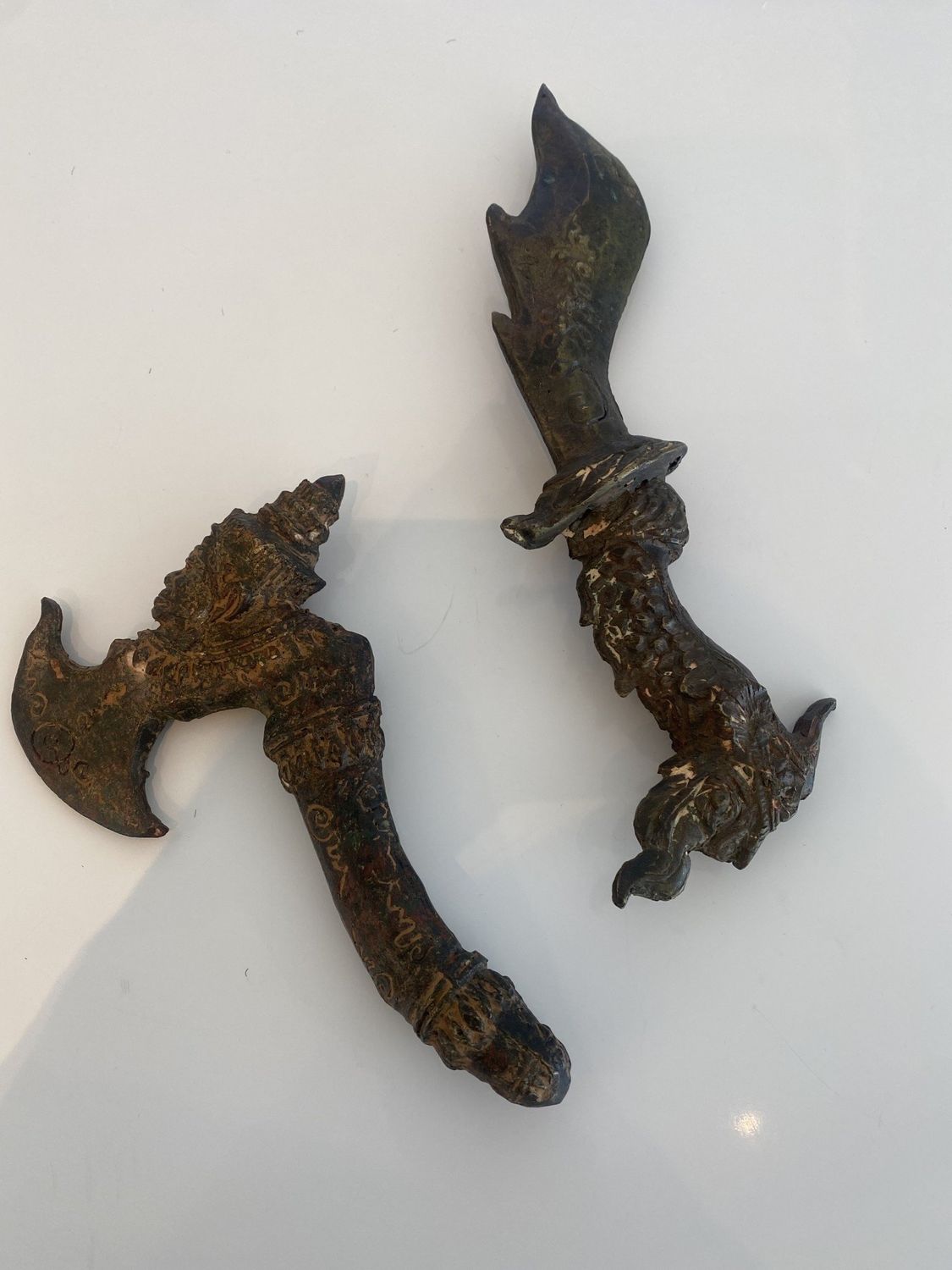 Iron Blades Hand Chiseled Iron Blades of Protective Animals, Thailand
