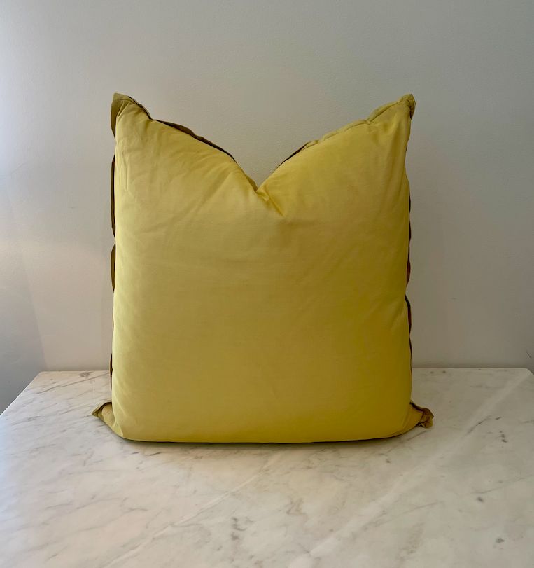 Holly Hunt Yellow Gold Silk Lux Pillow  21&quot; x 21&quot; with Feather Down Insert