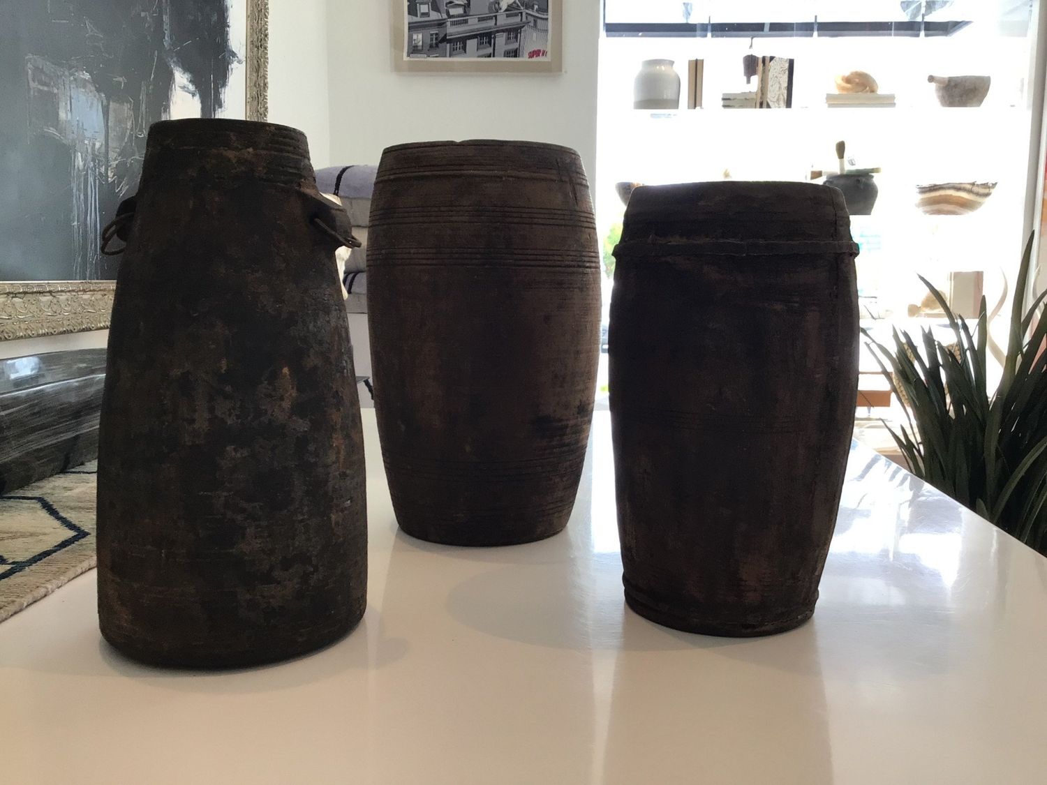 Wood Milk Teak Containers, Various North India 20th Century