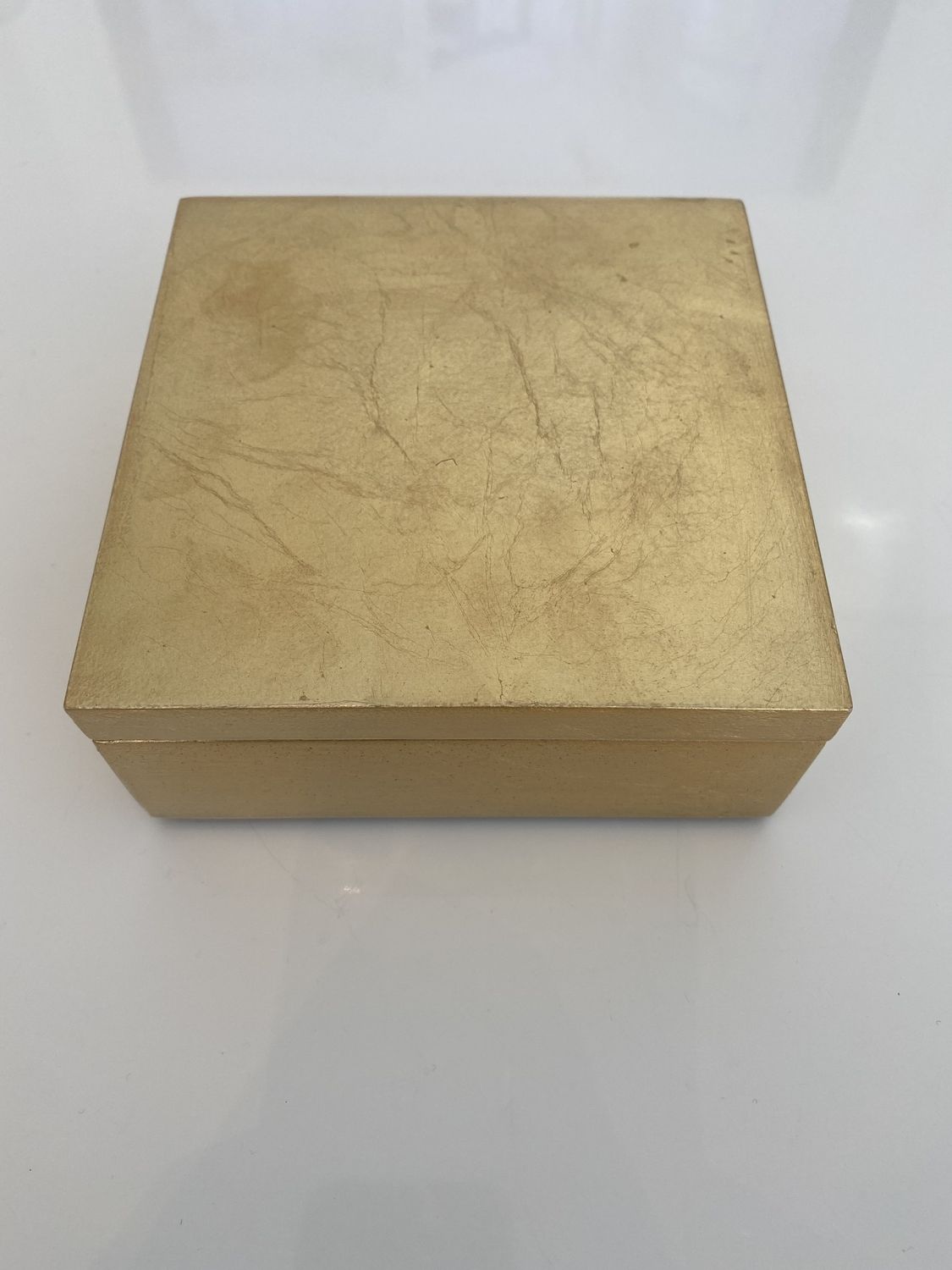 Gold Leaf Lacquer Box 2&quot;H,5&quot;W,5&quot;D