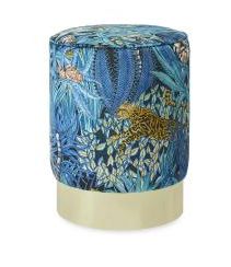 Ottoman, Navy Velvet  Pouf, 15&quot;D x 20&quot;H, Gold Base