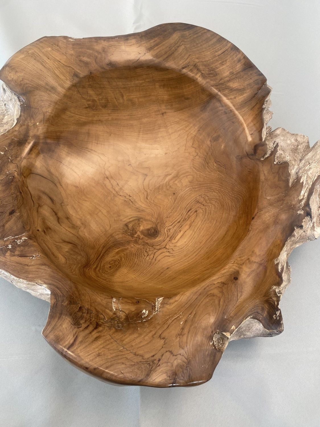 Bowl, Teak Bowl Polished and Distressed, Indonesia, 20x21x6 Brown