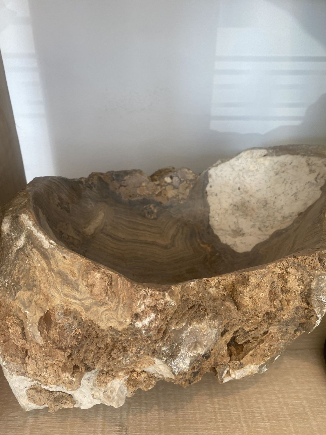 SOLD Marble Bowl Organic Rough Raw, Polished Interior