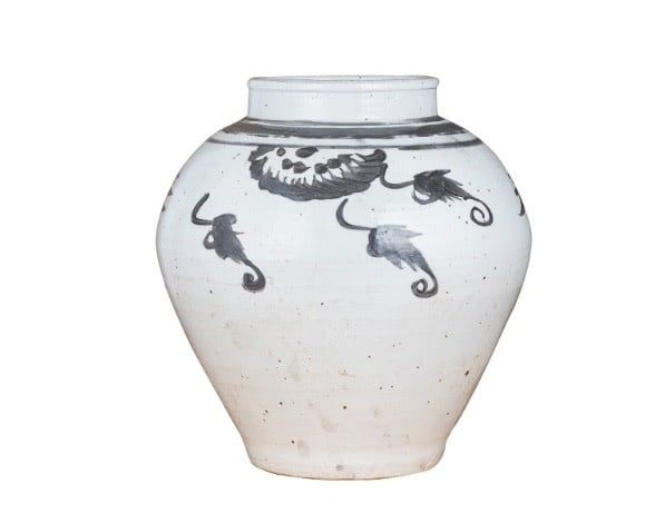 White Grey and Black Longevity Wide Top Jar Vase