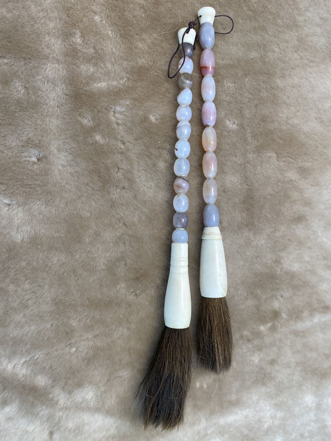 14&quot; Calligraphy Brush Multi-Tone  Semi-precious Oval Thin