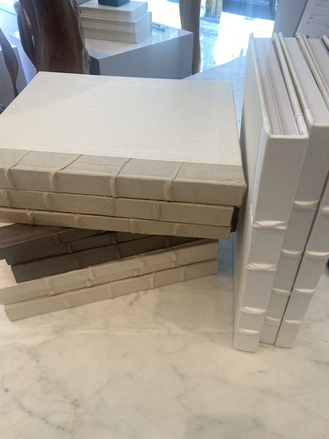 XL Parchment Book Raised Bands White, Cream, Taupe, Grey  options 12 1/2 x 10 1/2