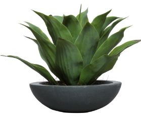 Faux Plant - Agave In Large Grey Bowl-  22&quot;H  x 30&quot;W  x 30&quot;D
