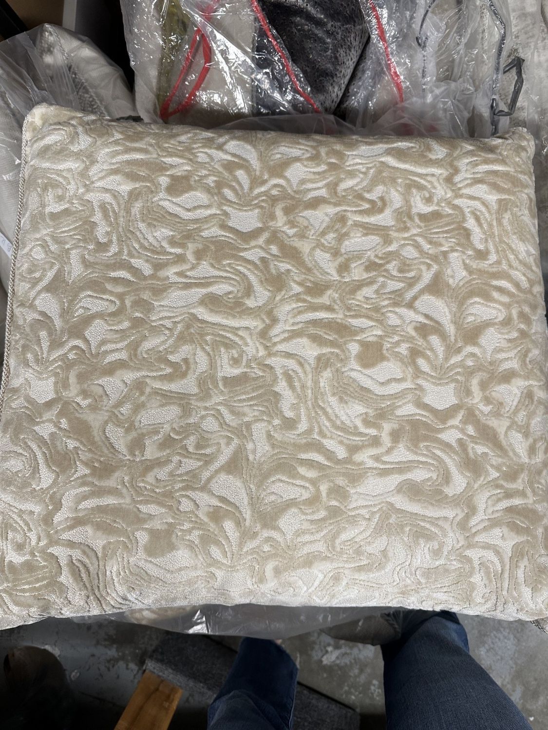 Pillow Cream Gold Swirl Cut Velvet (2 in stock)