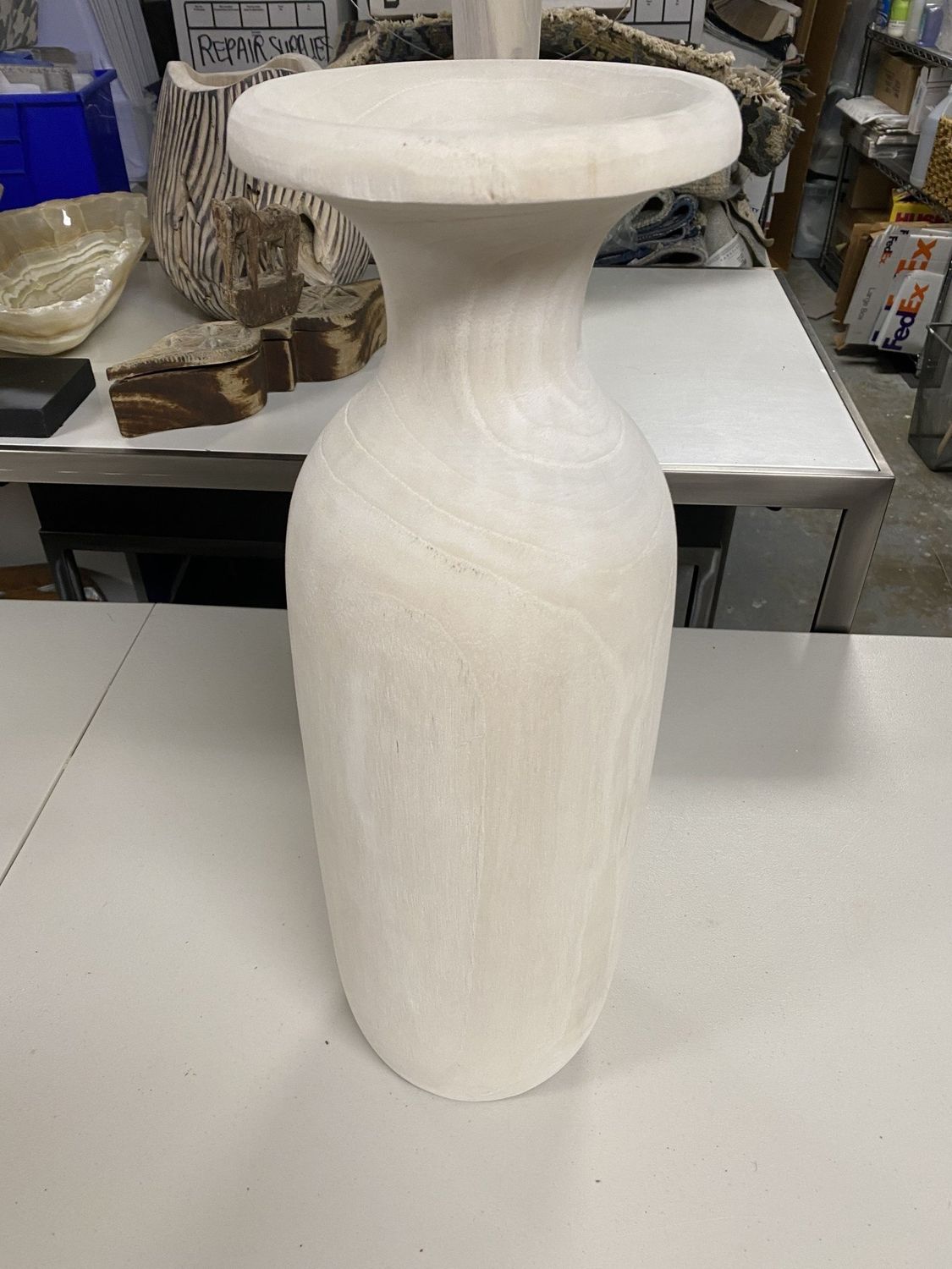 Wood Bleached Teak Vase