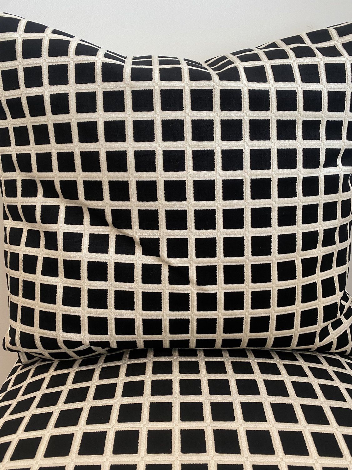 Pillow Black Square Cream Grid  (2 in stock)