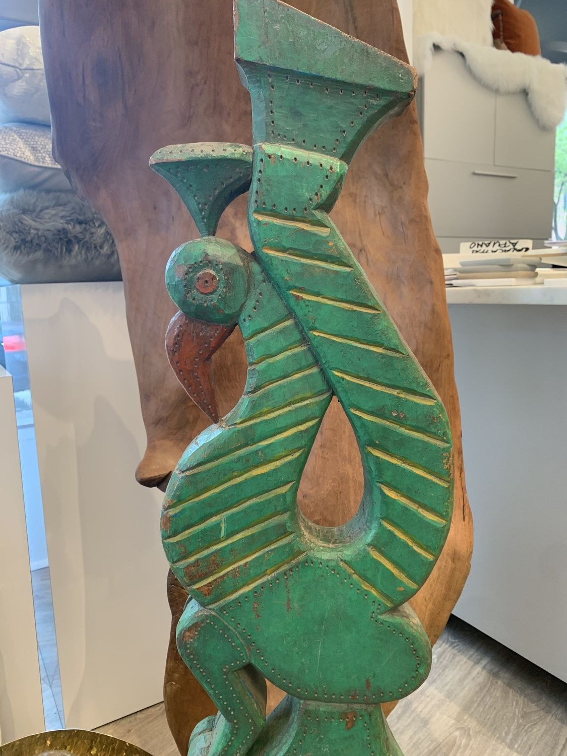 SS 20th C Indian Corbel Green Painted
