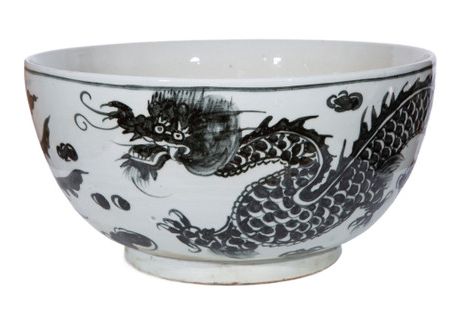 Dark Grey Dragon Bowl, 15&quot; Diameter x 7.25&quot; High