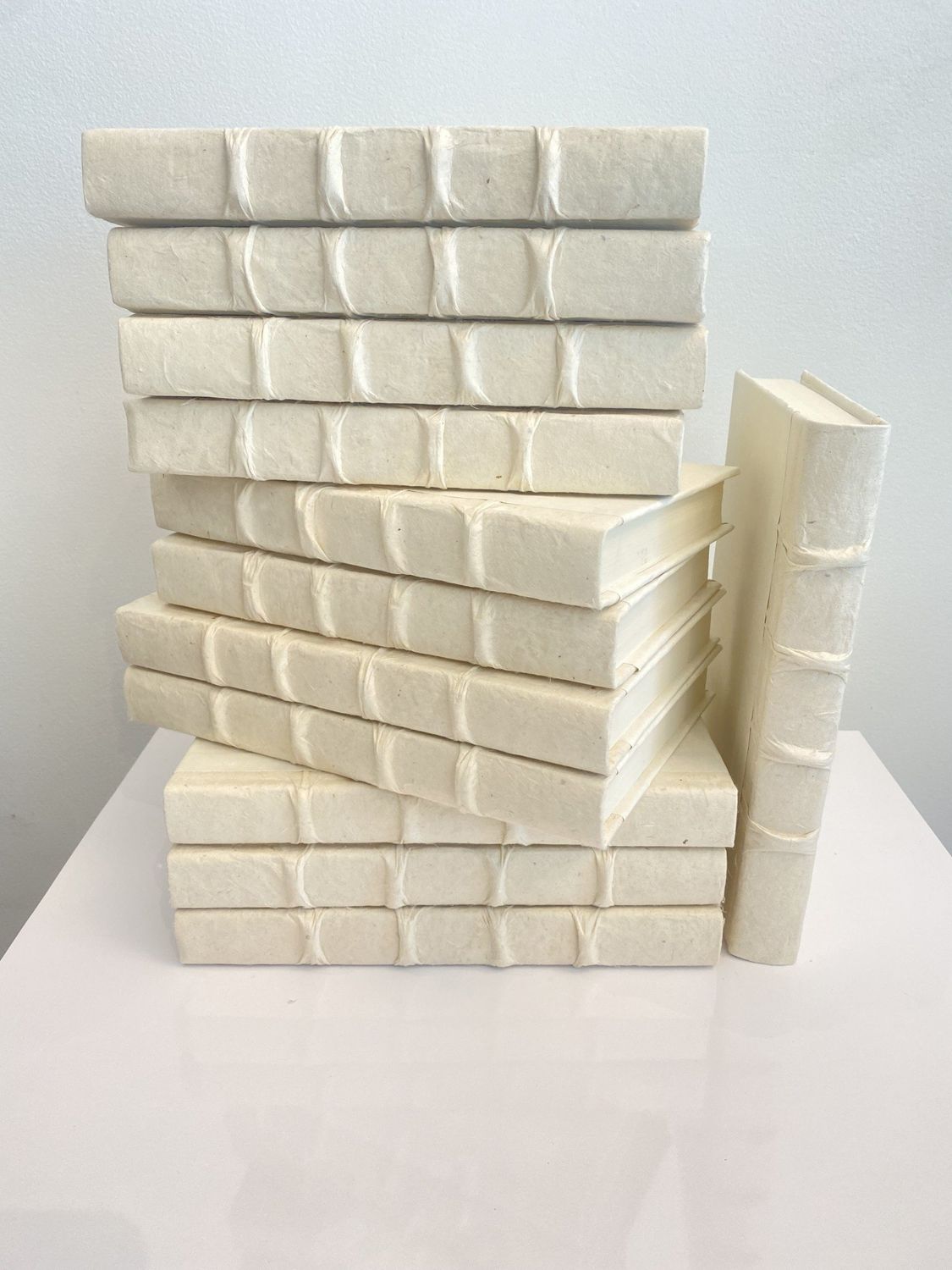 Book Antiqued White Parchment Raised Bands 11&quot; plain cover