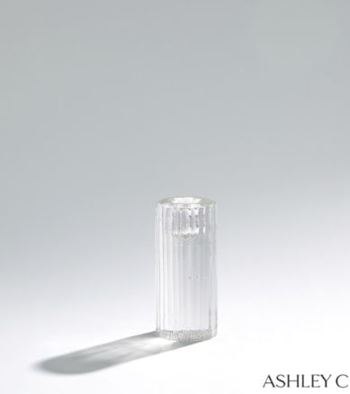 *Ribbed Vertical Glass Candle Holder- Large