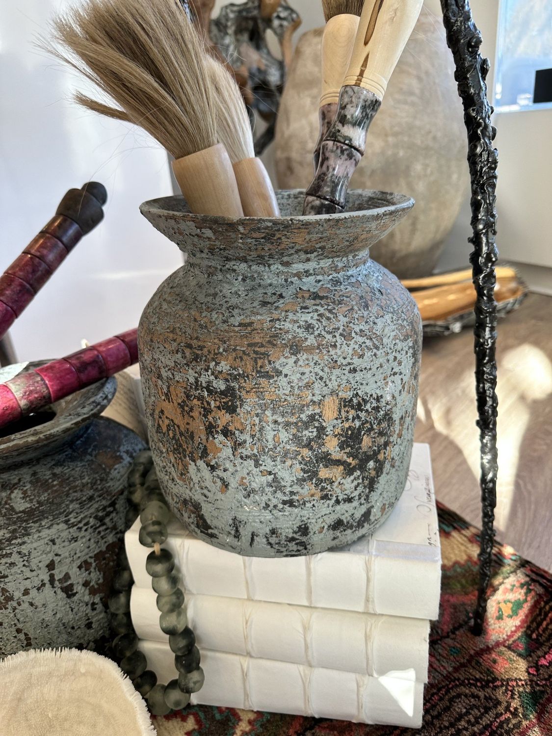 Teal/Blue Mid 20th Century Oil Pot