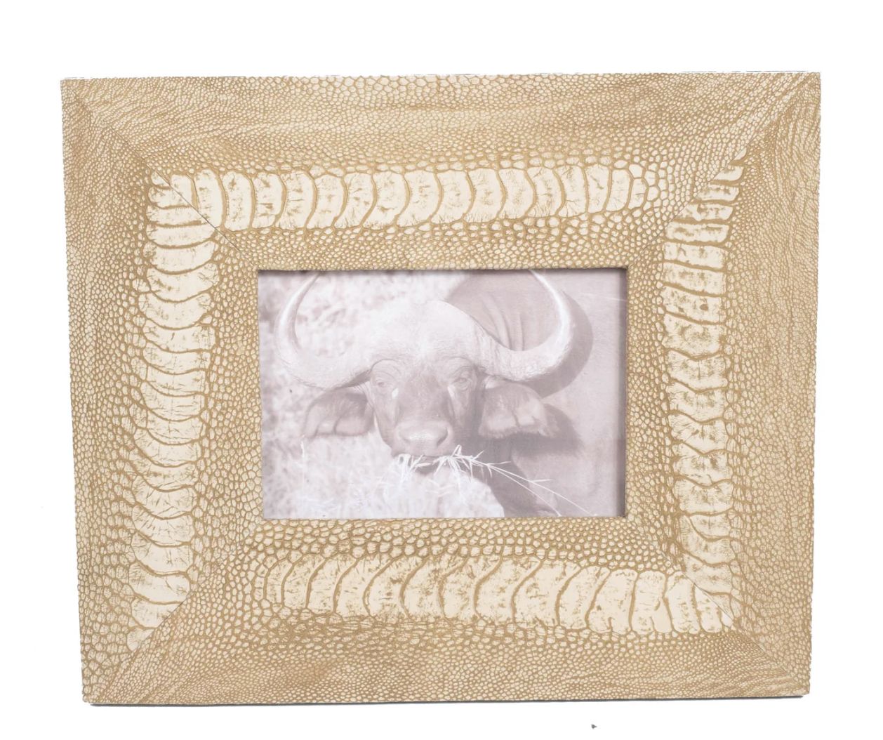 Frame Ostrich Shin Leather Tan Cream Natural 5 x 7 Large -1 available