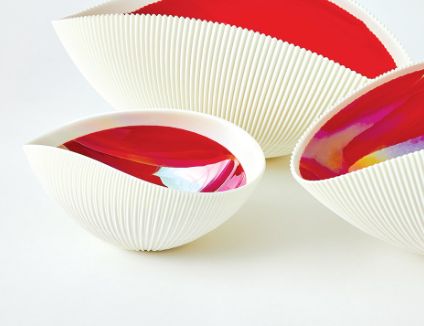 Pleated Bowl- Deep Red (Sm)