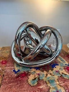 Handblown Glass Wrap Object,  Mirrored Silver,  Handmade from Single Glass Tube,  10.5&quot; D