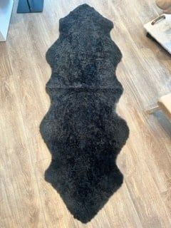 Double Curly Sheepskin Rug / Throw Dark Grey (Gray)