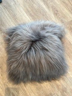 Pillow Square Sheepskin Icelandic Silver