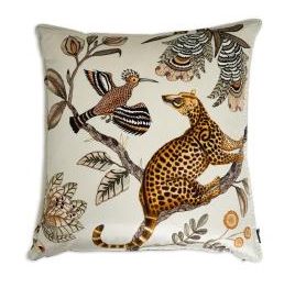 Pillow -24&quot; x 24&quot;, Cotton Blend Velvet, Camp Critters, Stone Ivory Colors, Feather Down Insert, 1 Available