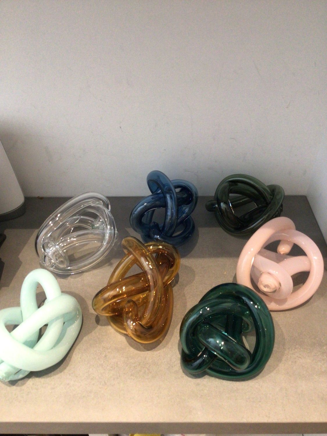 Hand Blown Glass Wrap 7&quot; Knot Dark Green and Clear