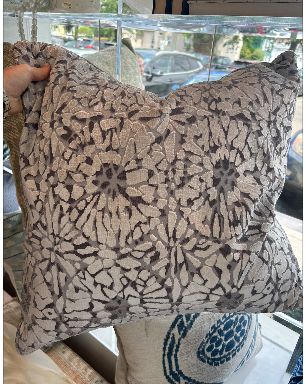 Pillow Dark and Light Grey Flower Velvet (2 in stock)