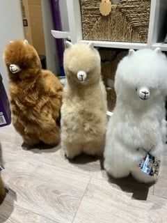 Stuffed Huacaya Alpaca 18&quot; Linen / White / Brown