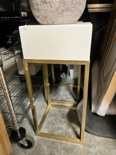 DISPLAY End Table Cement Brushed Brass