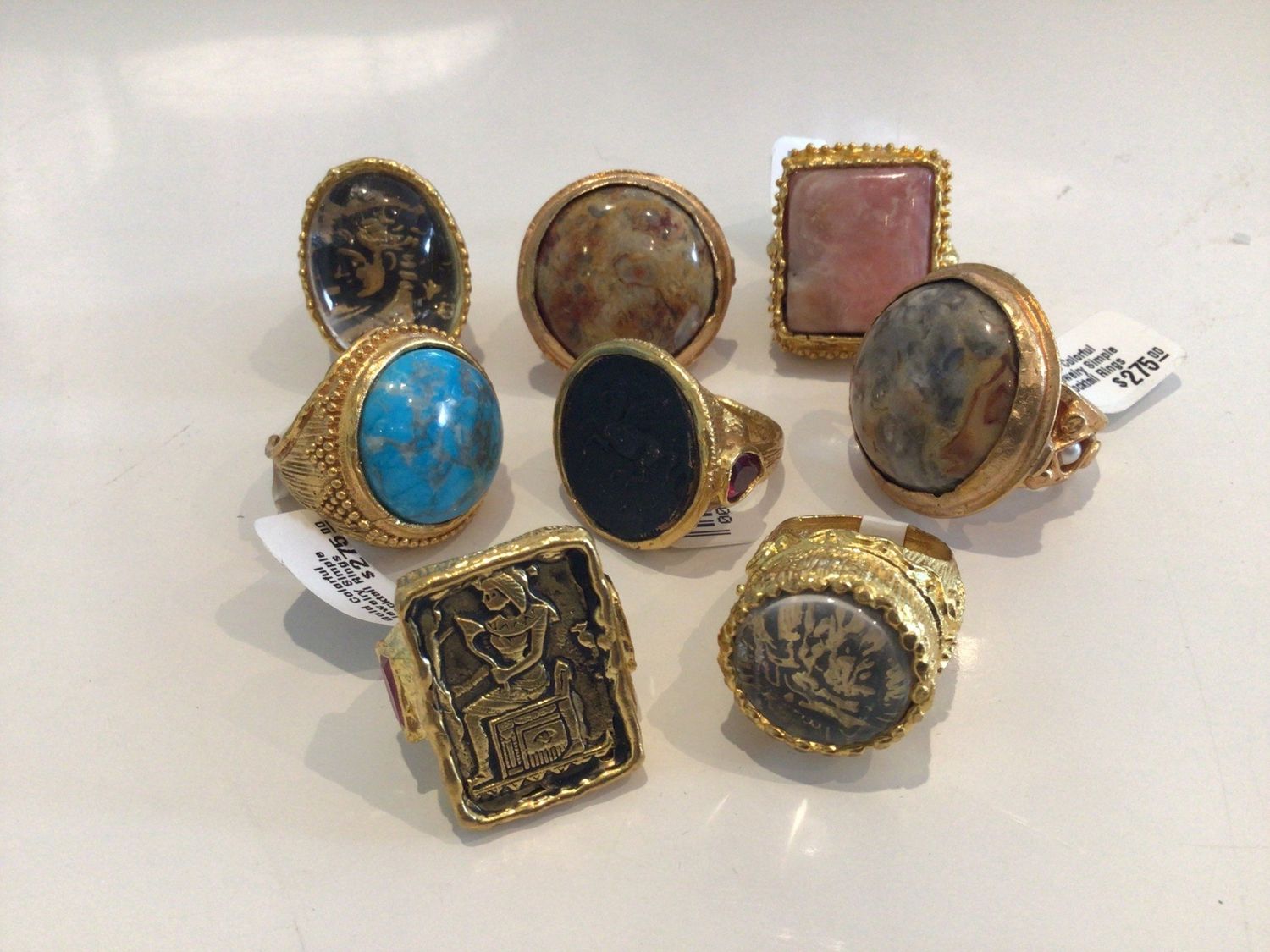 *Gold Colorful Jewelry Simple Cocktail Rings
