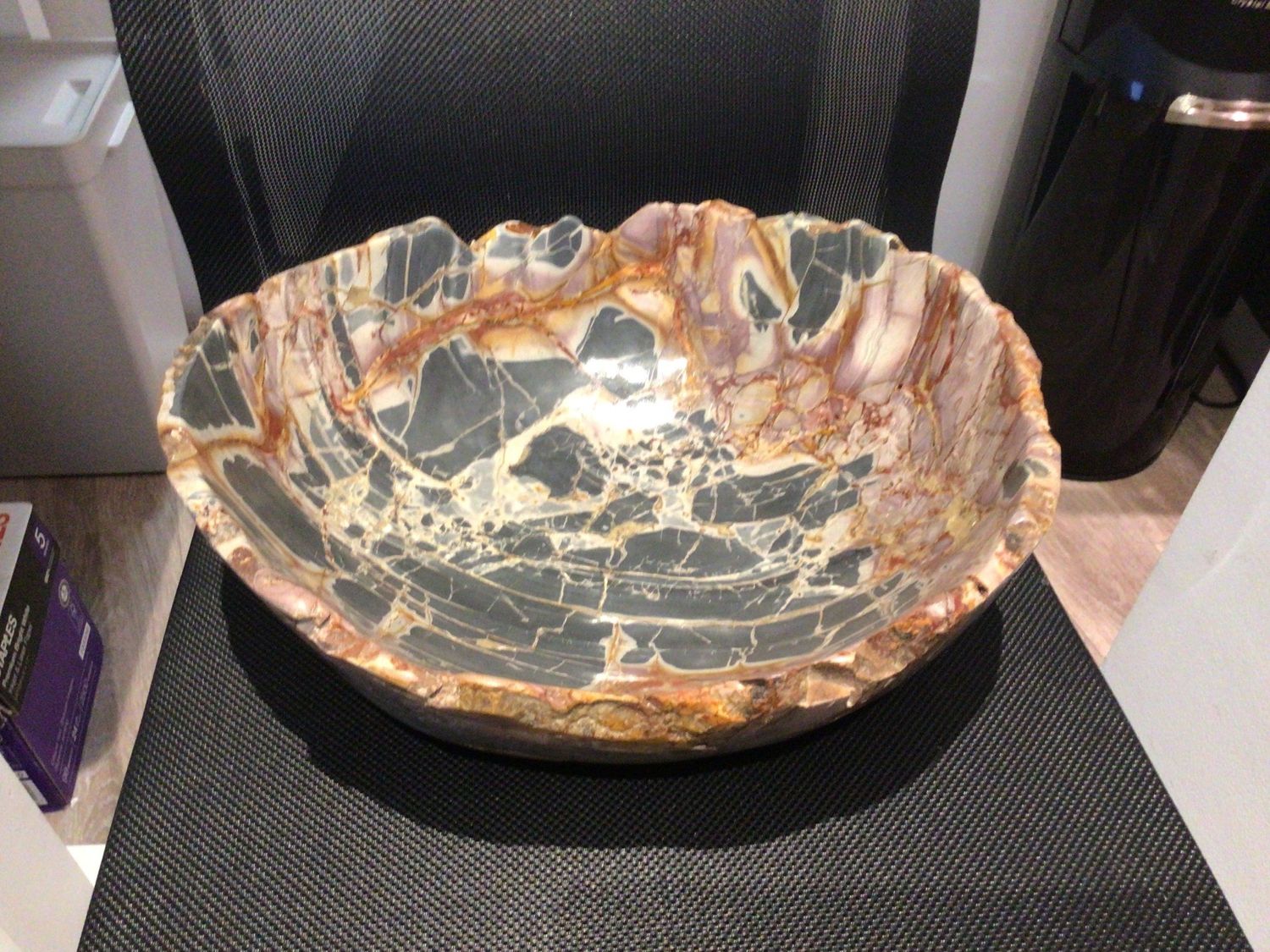 Semi Precious Stone Bowl Indonesia 13x11x5&quot;