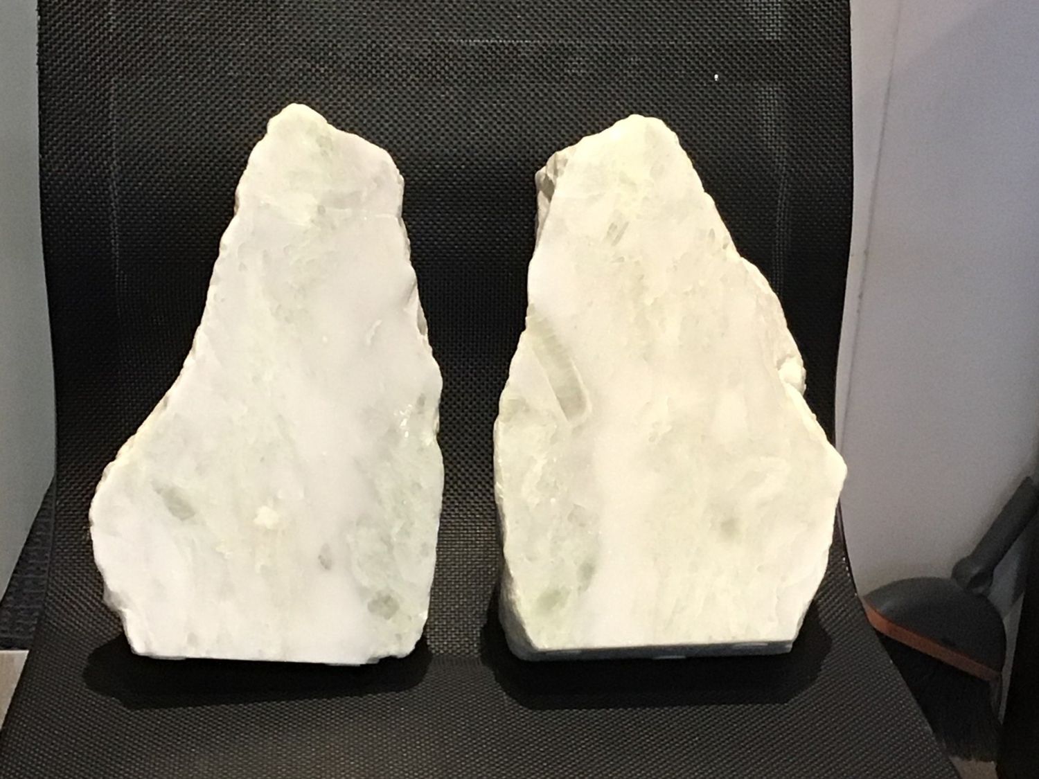 Bookends white with gray and lime stone
