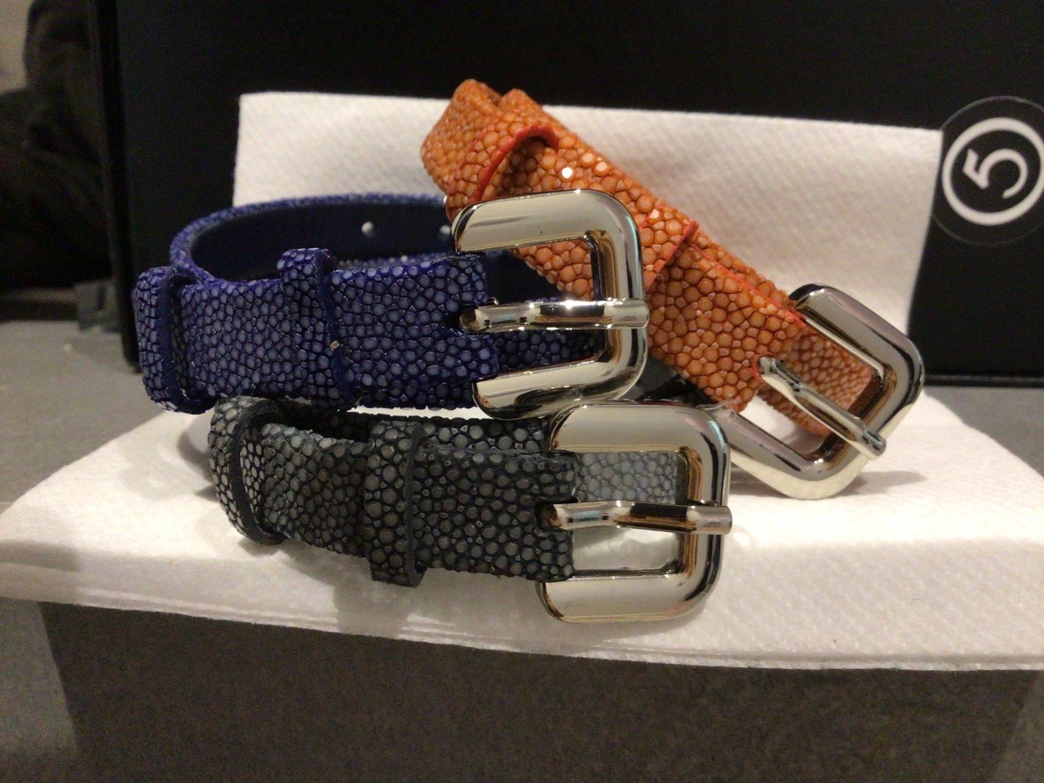 Authentic Stingray Belt Buckle Double Wrap Bracelet - orange