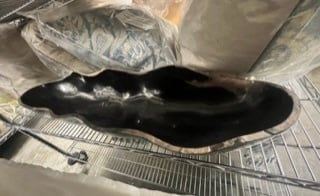 Onyx Canoe, Polished Black With Brown, Raw Edge , 36&quot;L x 9&quot;W x 5&quot;D
