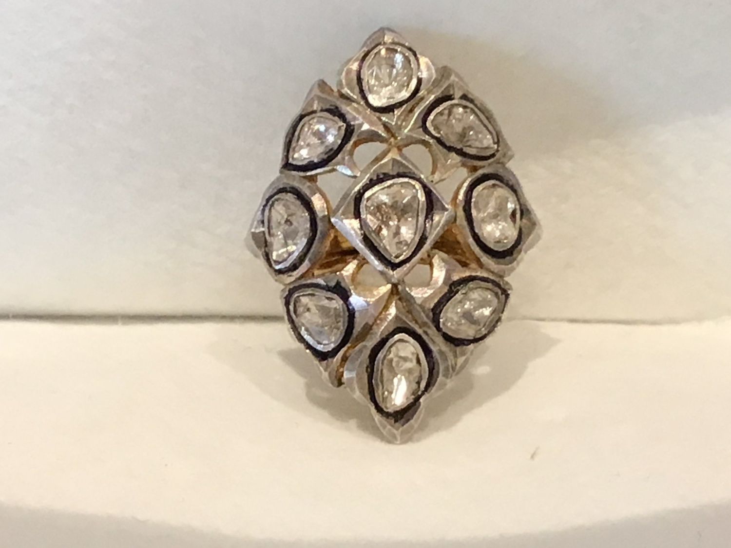 Ring Raw Diamond 14K YG &amp; Sterling Size 6