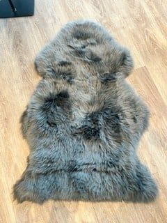 Anthracite Grey Blue Sheepskin Throw / Rug
