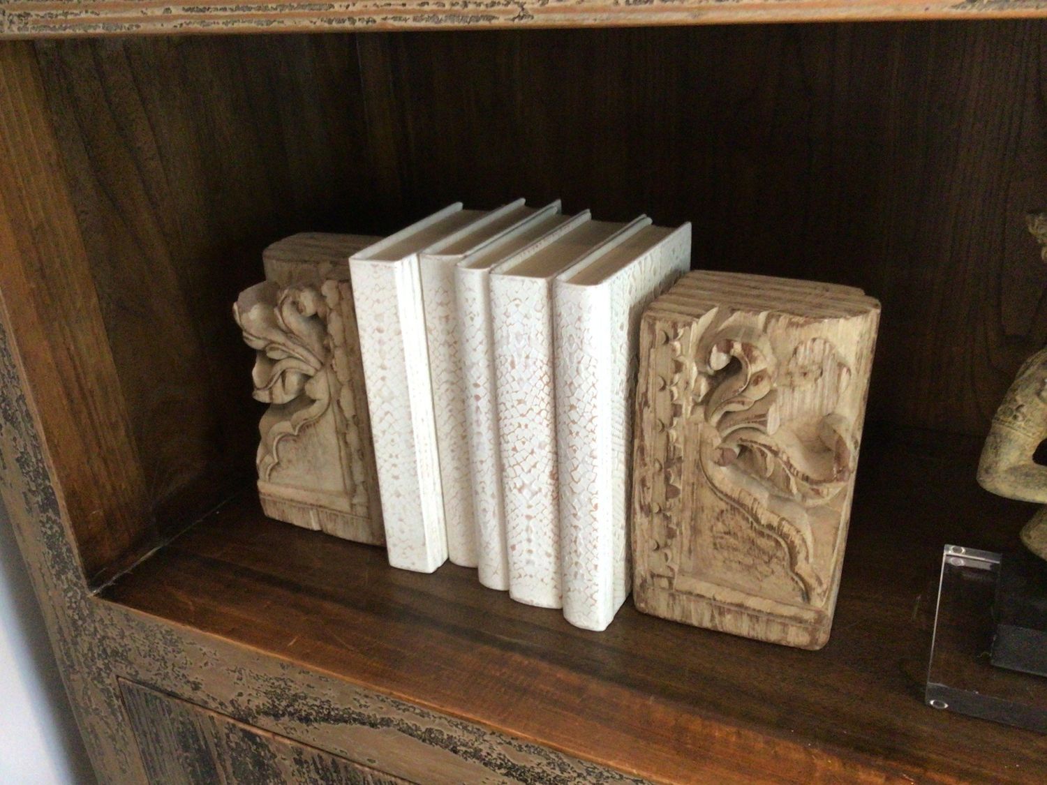 Bookends Antique, Indonesian, Carved Wood set of 2