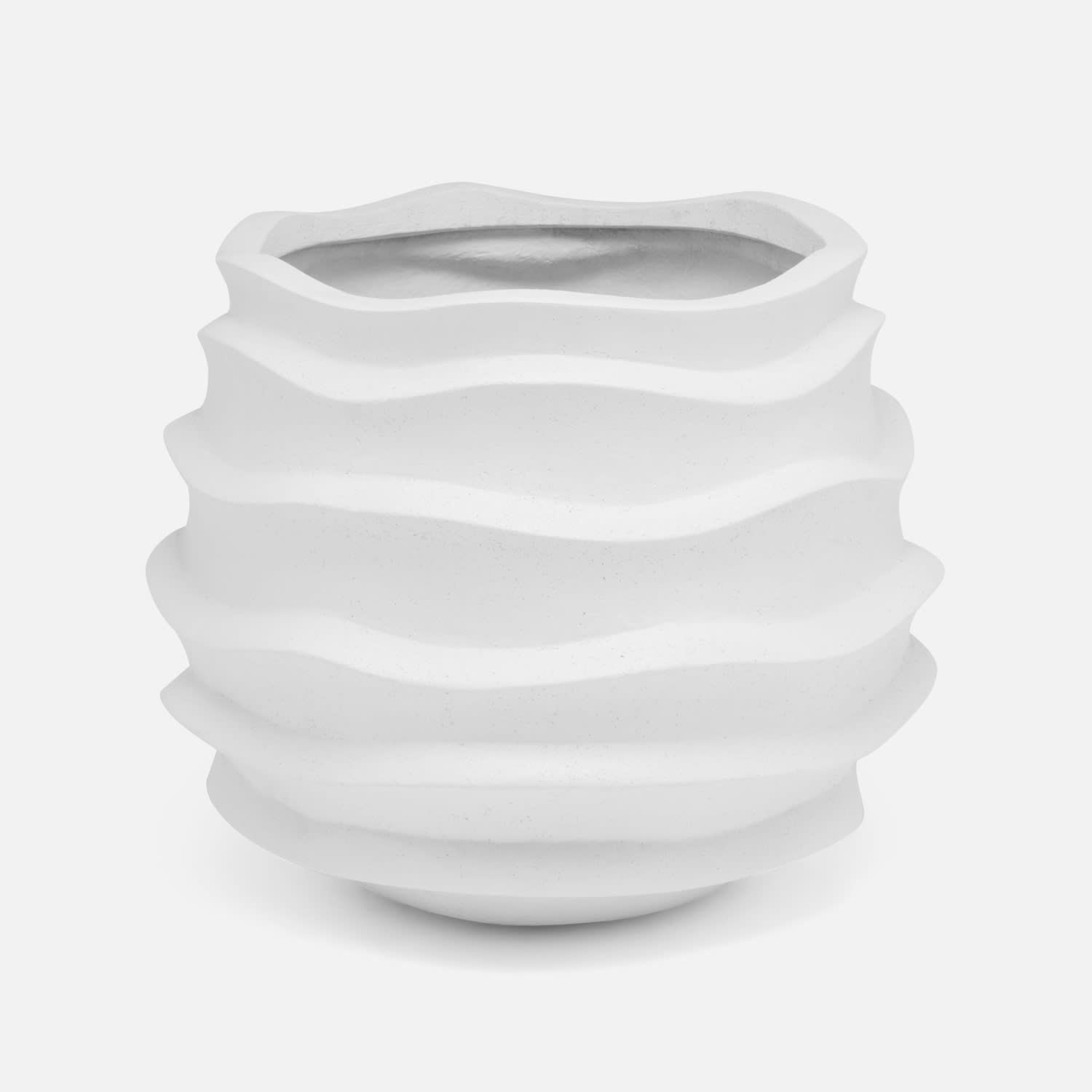 Planter White Sculptural - in/outdoor -Stone 17 x 15&quot;