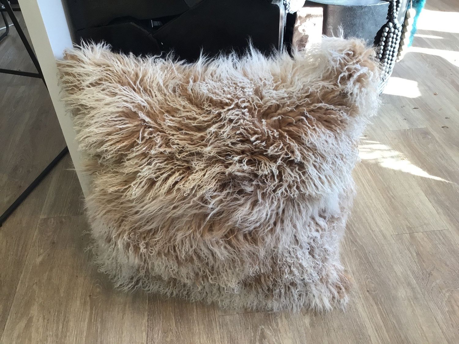 Tibetan Lamb Pillow Champagne Tip 26x26