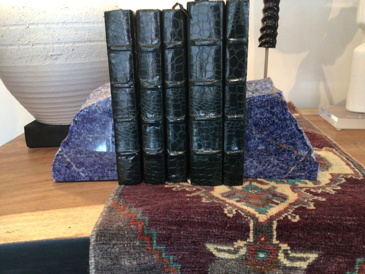 N/A Blue Sodalite Bookends Rustic Edge Polished